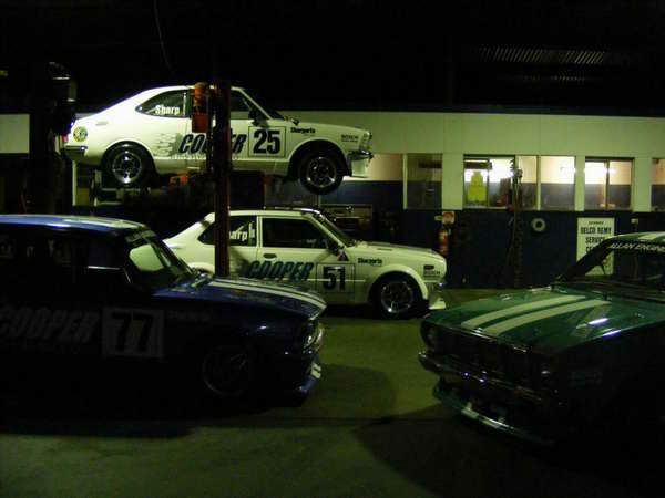 sharperto racing 600, all 4 cars at the workshop